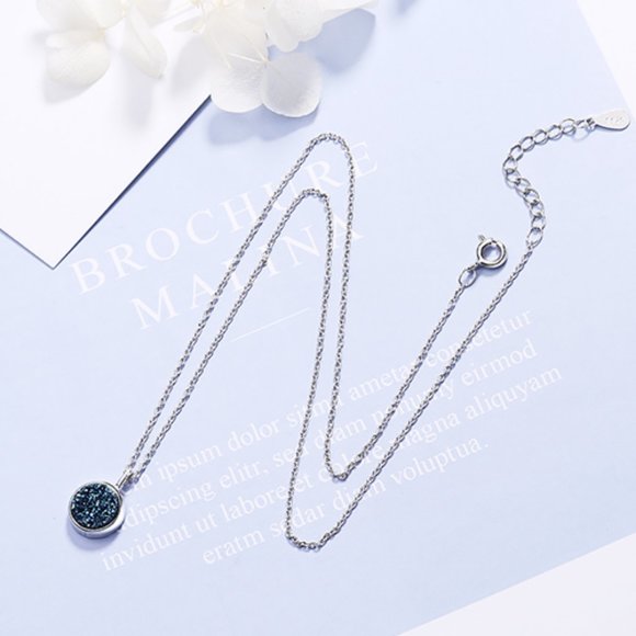 *NEW 925 Sterling Silver Blue Crystal Necklace - Picture 5 of 10